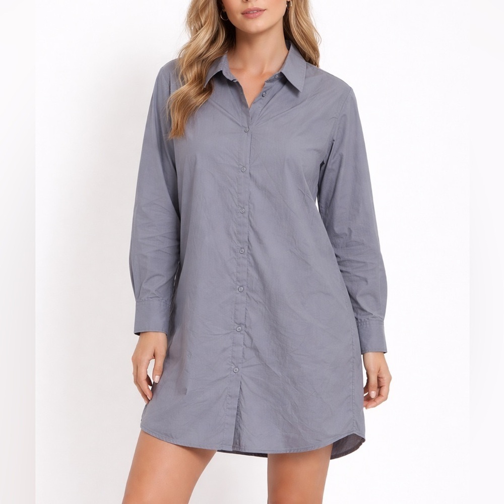 Sauths Button Front Long Sleeve Shirt Dress Size  Small